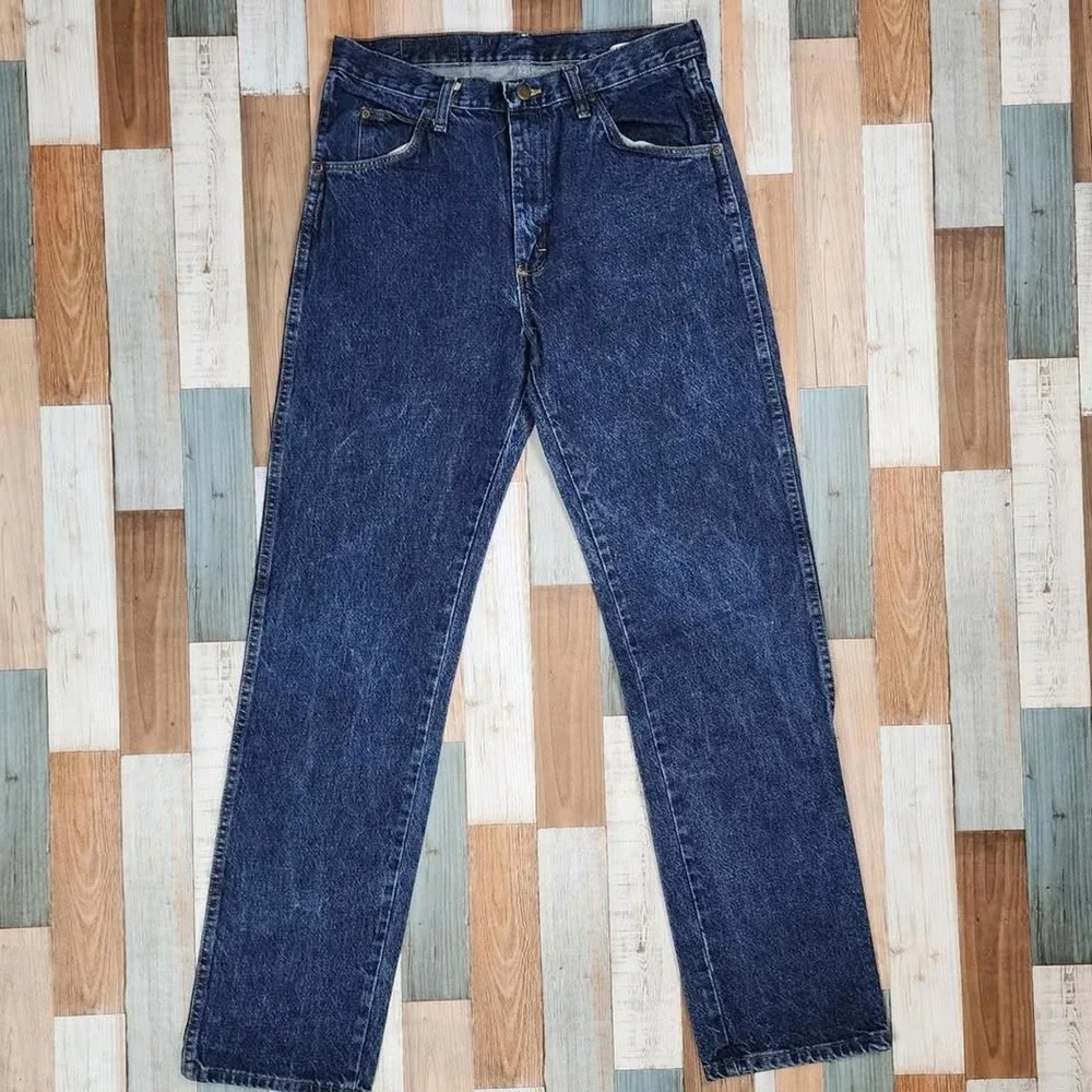 Wrangler Vintage Mens Straight‎ Leg Jeans Dark Wash Blue 96501MR 32x34 (30x34)